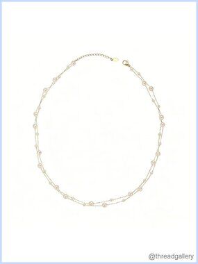 14K Gold Plated Titanium Steel Faux Pearl Choker Necklace